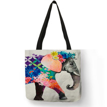 Wholesale Cute Elephant Print Women Handbags Large Capacity Totes Color Drawing  - £13.54 GBP