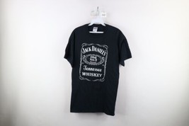 Vintage Mens Medium Faded Spell Out Jack Daniels Tennessee Whiskey T-Shirt Black - £23.77 GBP