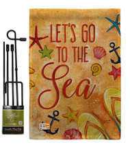 Let's Go To The Sea Burlap - Impressions Decorative Metal Garden Pole Flag Set G - £27.23 GBP