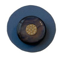 Lucite Pearl Blue Rhinestones Carded Button Round Decorative Single Vintage - £7.87 GBP