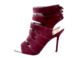 SAM EDELMAN Women High Heel Sandal Size 6.5 Burgundy Suede Cage (FITS Si... - $27.99