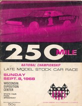 State Fair Park Spdwy USAC 250 Mile Stock Car Race Program 9/8/1968-Foyt-VG - £54.10 GBP