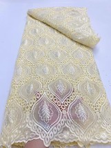 YQOINFKS Cord Lace Fabric African Lace Stones Mesh Guipure 5 Yards Bridal Dress - $101.67