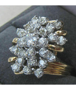 3.50CT VVS1 Diamond Cluster Ring 14k Yellow Gold Over Vintage Cocktail Ring - €81,10 EUR