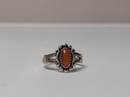 Vintage Wheeler Sterling Silver Ring With Orange Stone Size 5 - £31.85 GBP