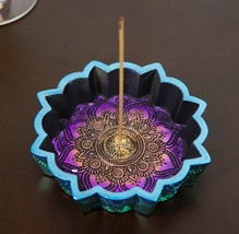 New Age Chakra Buddhist Mandala 8 Spokes Wheel Flower Incense Burner Fig... - $20.99