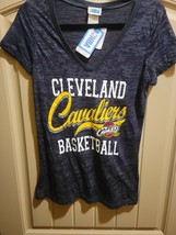Cleveland Cavaliers Womens T Shirt  XL Burnout Cap Sleeves V Neck NBA Navy Blue - £14.93 GBP