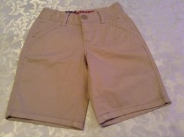 Girls Size 12.5 Justice shorts uniform long khaki bermuda belt loops  - £11.18 GBP