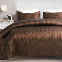 Brown Silky Soft Satin Quilts King Size Luxury Reversible Lightweight Be... - $46.56