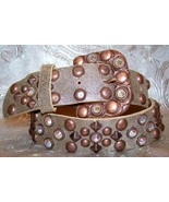 Bronze Copper Studded Leatherock Belt Made with Swarovski Rhinestones Cr... - £153.77 GBP