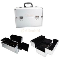 Lockable Pro Aluminum Makeup Box Make Up Cosmetics Case Jewelry Organize... - £45.55 GBP