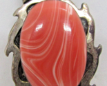 Mid-Century Modern Sterling Silver and Oval Scottish Agate Pendant - $147.51