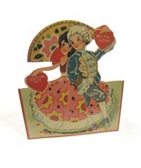 Vintage Valentine Stand Up Card Boy Wig &amp; Flamenco Gypsy Girl Germany 19... - £11.79 GBP