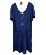 NWT LuLaRoe Medium Solid Navy Blue Xanthe Romper With Pockets &amp; Drawstring - $44.54