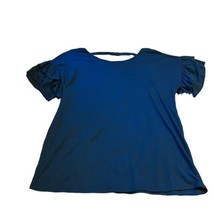 Bobbie Brooks Navy Blue Ruffle Short Sleeve Knit Top Plus Size 1X Tshirt Shirt - £14.88 GBP