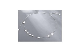 Star Choker, Star Necklace, Celestial Necklace, Silver Star Necklace, Silver Cho - £22.09 GBP