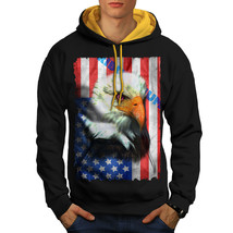 Wellcoda Eagle Of Freedom Flag USA Mens Contrast Hoodie, USA Casual Jumper - £31.38 GBP