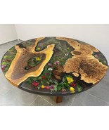 HANDI STONE Epoxy Round Table (Top and Base Both) Natural Wood Table, Wo... - $500.00