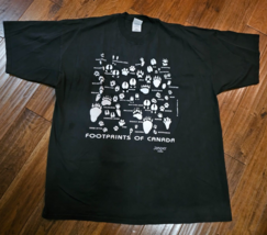 FOOTPRINTS OF CANADA Vtg TULTEX Men&#39;s 3XL Black T Shirt Glow In The Dark - $12.86