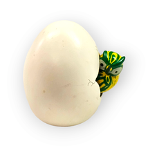 Cracked Egg Pottery Bird Green Yellow Owl Mexico Hand Painted Clay Signe... - £11.63 GBP