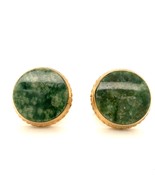 Vintage Sign 12k Gold Filled Simmons Round Green Marble Jade Cabochon Cu... - $1,592.83 MXN