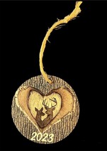 Deer Couple 2023 Rustic Round Christmas Ornament New - $8.00