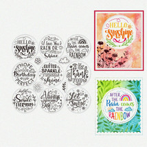 Clear Silicone Weather Greeting Stamps - Sun, Rainbow &amp; Sentiment Words for DIY - £21.84 GBP