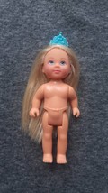 Simba Mini Doll Blonde Hair Blue Eyes Crown about 4.5&quot; USEd DIRty a little bit P - £4.71 GBP