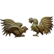 VTG Hoda Fighting Roosters Aluminum Casting Wall Plaque Cottage Core Farmcore  - £16.53 GBP