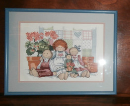  Family of Dolls Finished and Framed Cross Stitch 15&quot; x 19&quot;  Barbara Mock - £31.19 GBP