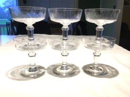 Cut Glass Champagne Coupé Glasses Unusual Bowls Set 6 3 3/4“ Tall 5 oz - £53.61 GBP