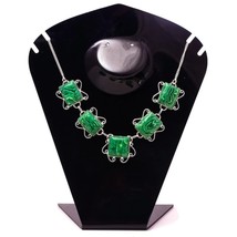 Green Malachite Cab Gemstone 925 Silver Overlay Handmade Statement Y Necklace - £18.05 GBP