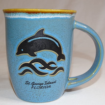 St George Island Florida Souvenir Coffee Mug Stoneware Drip Glaze FL Design Cup - £7.67 GBP