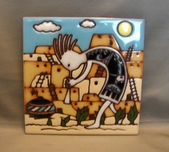 Kokopelli Earthtones AZ Terracotta Ceramic Art Tile Trivet - £6.24 GBP