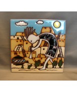 Kokopelli Earthtones AZ Terracotta Ceramic Art Tile Trivet - £6.38 GBP