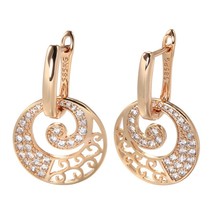 Luxury 585 Rose Gold Drop Earrings for Women Micro-wax Inlay Natural Zircon Brid - £10.29 GBP