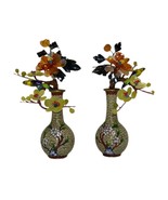 Antique Chinese Cloisonné Vase Gemstones Stones  Flowers Metal Enamel Bi... - $9,330.08 MXN