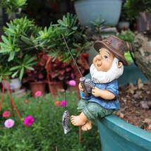 Runmeihe Gnome Statue Garden Decoration Fishing Resin Dwarf Creativity O... - £13.36 GBP