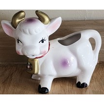 Vintage Purple and White Cow W/ Bell Creamer 1950’s See Pictures  - $222.53 MXN