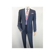 Men Suit BERLUSCONI Turkey 100% Soft Italian Wool Super 180's #Ber27 Navy Blue image 3