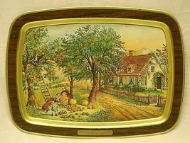 American Homestead Autumn Metal Tin Serving TV Tray Currier &amp; Ives 1868 ... - $21.77