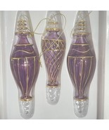 Dillard’s Trimmings 3 Hand Blown Lantern Glass Ornaments Purple &amp; Gold  ... - £21.96 GBP