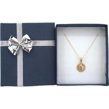 14k Yellow Gold St.Christopher Medal Charm with 18&quot; Gold Cable Chain &amp; Gift box - £110.06 GBP