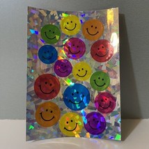 Vintage Sandlyion Prismatic Smiley Face Maxi Sticker Sheet - $11.99