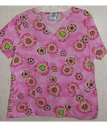 WOMENS SB scrubs PRETTY PINK PRINT  SCRUBS TOP   SIZE L - $25.41 CAD