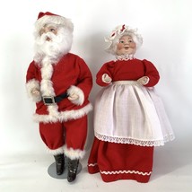 Vintage Mr. and Mrs. Santa Claus Dolls Hong Kong Porcelain Hands Feet Se... - $39.95