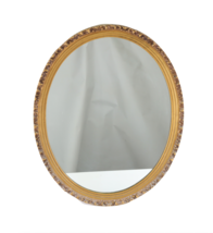 Antique Vintage Ornate Gold Gilded Baroque Framed Oval Hanging Wall Mirror - £219.63 GBP
