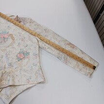 Women's Cream/Tan Floral Embroidered 4-Button Blazer Jacket Measured Chest 38" image 4