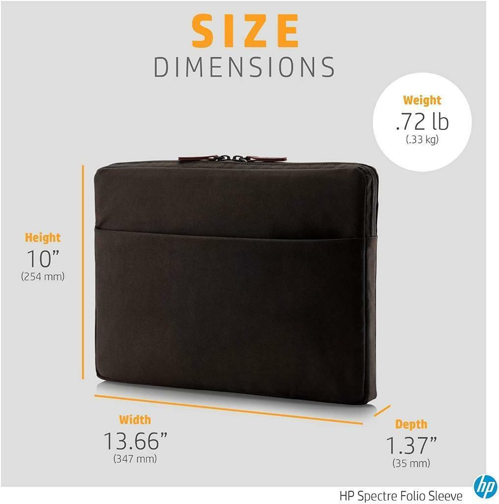 New Genuine HP 13.3" Spectre Folio Sleeve Waxed Canvas, Black Fabric 5DC30AA#ABL Item image 6