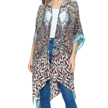 Boho Lightweight Multicolor Floral Kimono Wrap Teal - £23.00 GBP